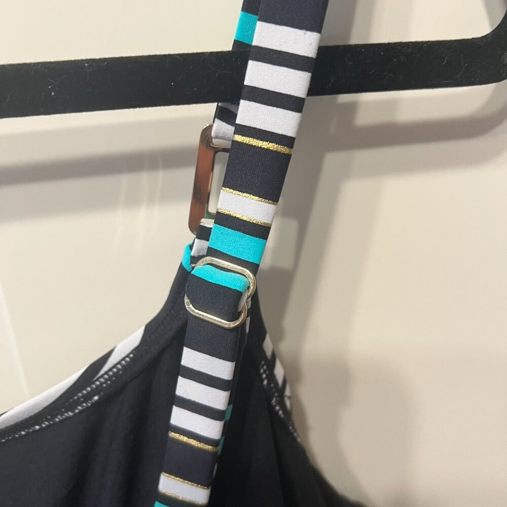 CAPTIVA‎ by CHRISTINA Turquoise Stripe Resort Tankini Top (Size 2X) - Picture 3 of 11